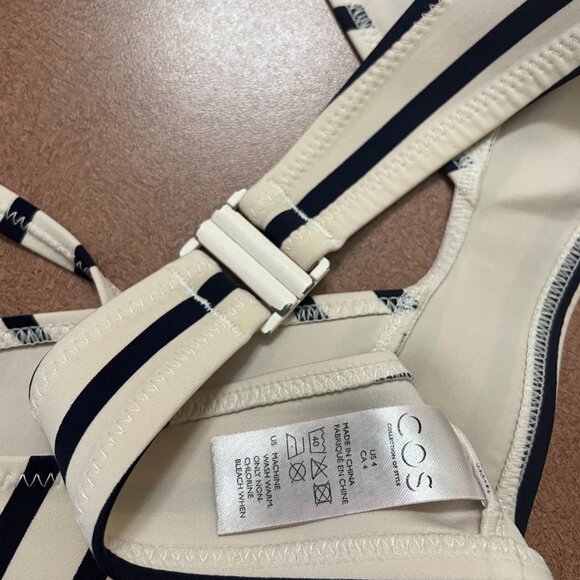 COS bikini top‎ size 4 stripes deep v neck (flattering and comfortable!) - Picture 4 of 5